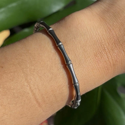 The Guide Crystals Bamboo Silver Bangle