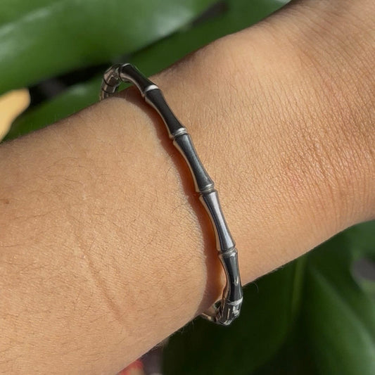 The Guide Crystals Bamboo Silver Bangle