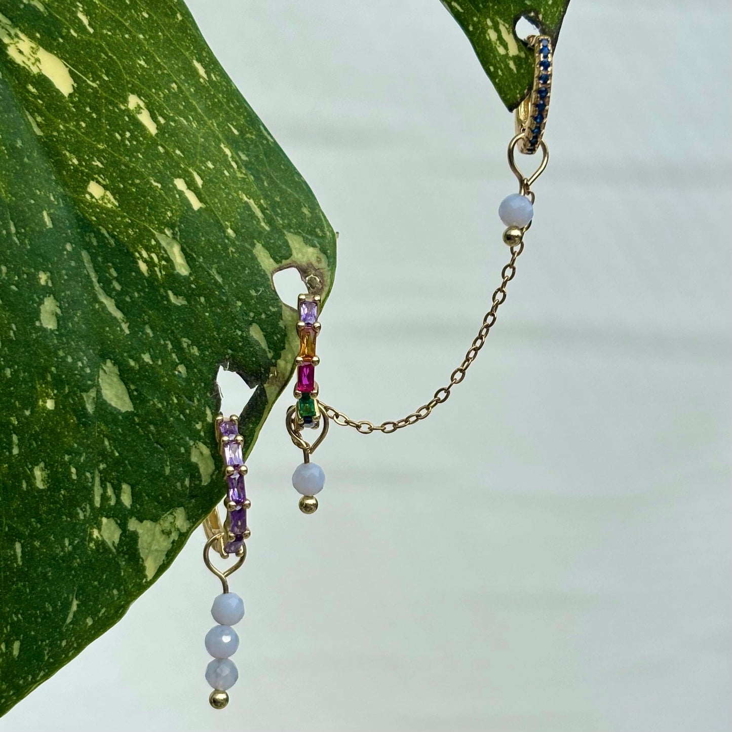 The Guide Crystals Blue Lace Agate Aphrodite Chain Crystal Earring Charm