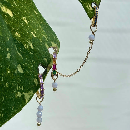 The Guide Crystals Blue Lace Agate Aphrodite Chain Crystal Earring Charm