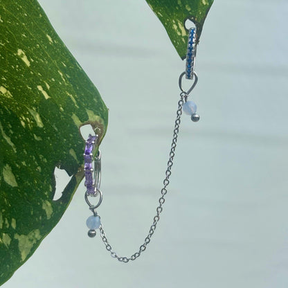 The Guide Crystals Silver | 1 PC Single Blue Lace Agate Aphrodite Chain Crystal Earring Charm