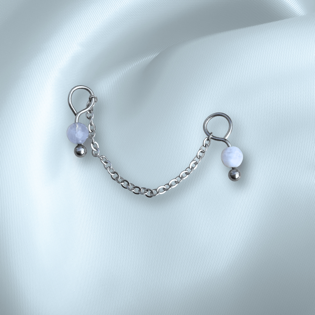 The Guide Crystals Blue Lace Agate Aurora Chain Crystal Earring Charm