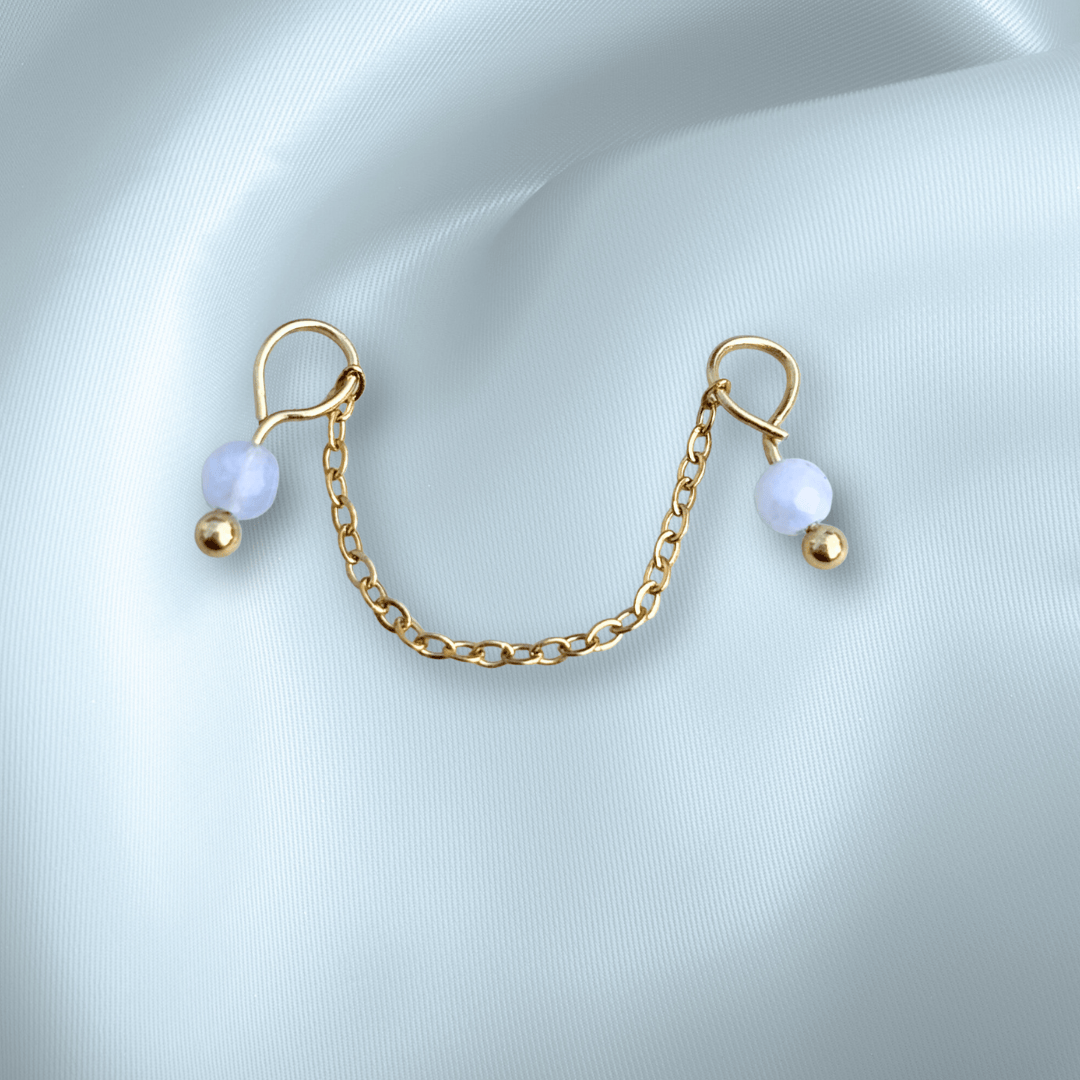 The Guide Crystals Blue Lace Agate Aurora Chain Crystal Earring Charm