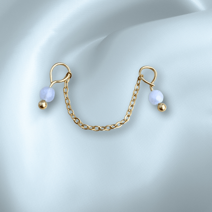 The Guide Crystals Blue Lace Agate Aurora Chain Crystal Earring Charm