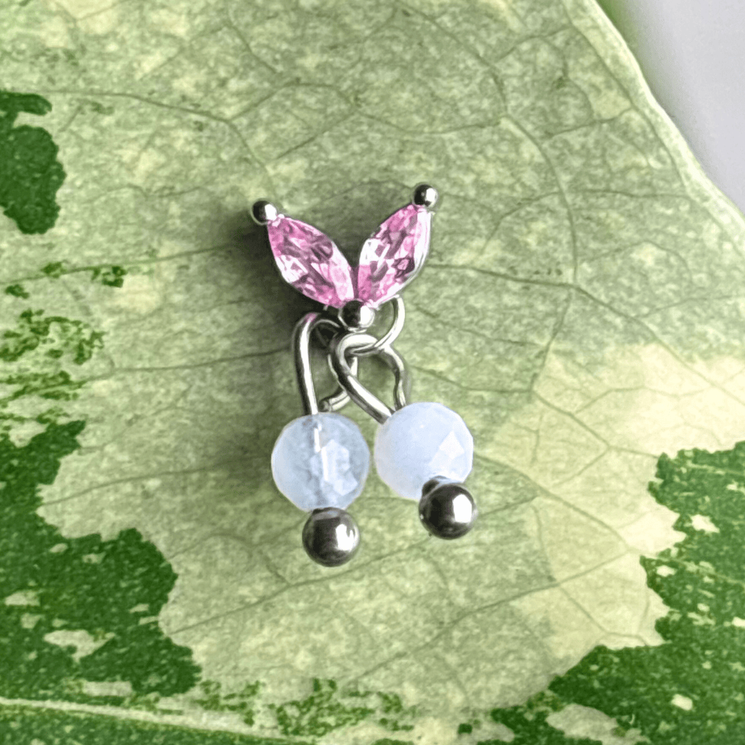 The Guide Crystals Silver | 1 PC Single Blue Lace Agate Cherry Charm for Stud Earrings