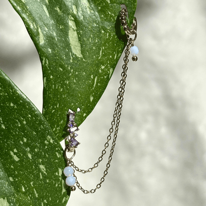 The Guide Crystals Gold | 1 PC Single Blue Lace Agate Cordellia Chain Crystal Earring Charm