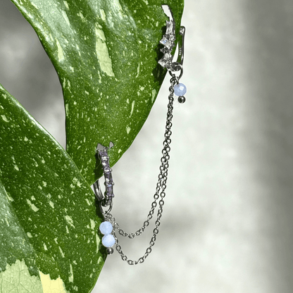 The Guide Crystals Silver | 1 PC Single Blue Lace Agate Cordellia Chain Crystal Earring Charm
