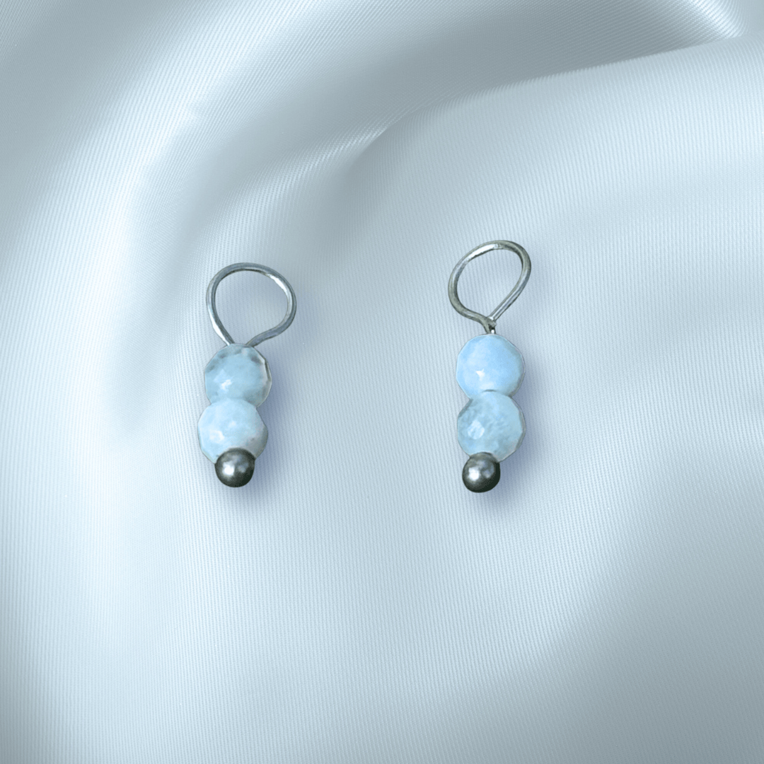 The Guide Crystals Blue Lace Agate Double Dew Drop Crystal Earring Charms