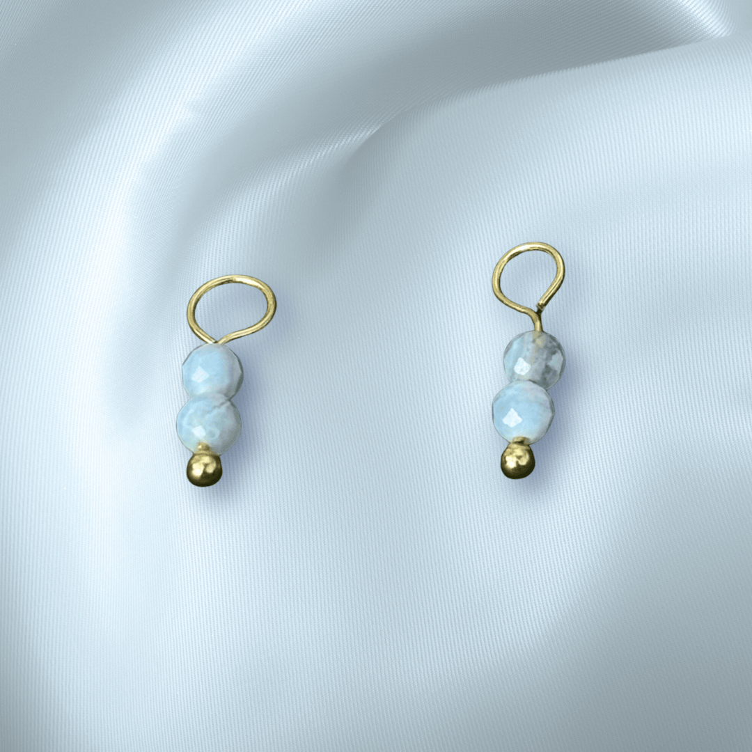 The Guide Crystals Blue Lace Agate Double Dew Drop Crystal Earring Charms