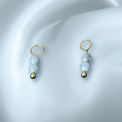 The Guide Crystals Blue Lace Agate Double Dew Drop Crystal Earring Charms