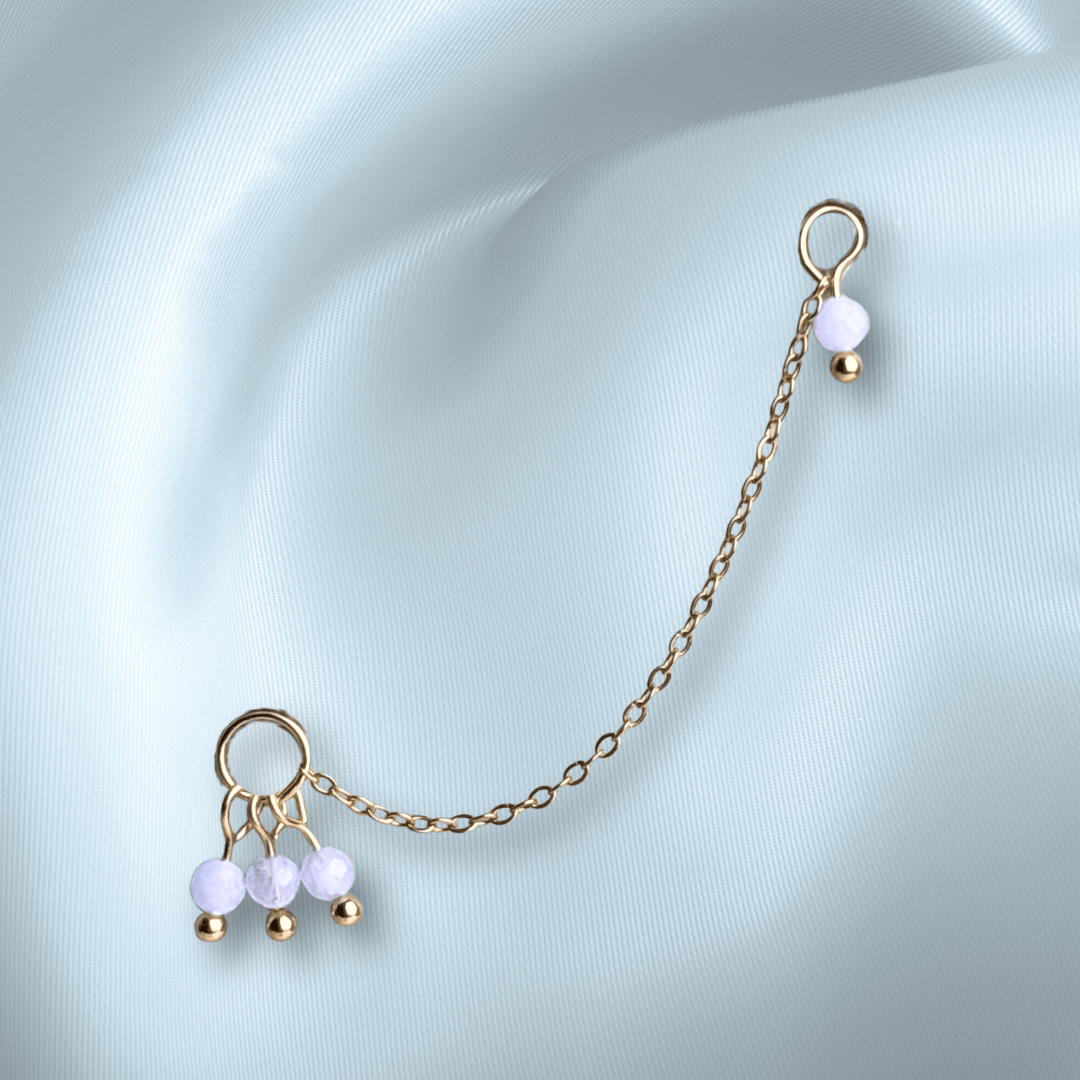 The Guide Crystals Blue Lace Agate Grape Chain Earring Charm