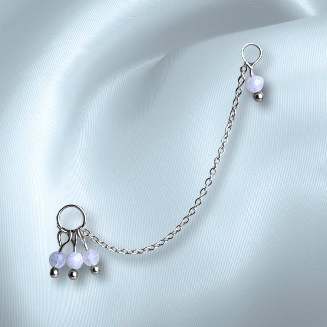 The Guide Crystals Blue Lace Agate Grape Chain Earring Charm