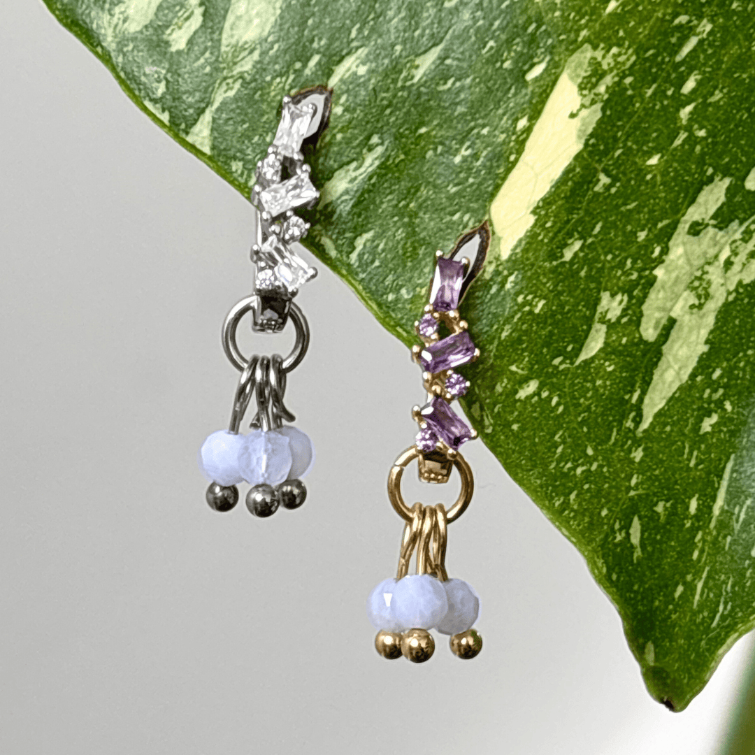 The Guide Crystals Blue Lace Agate Grape Crystal Earring Charm