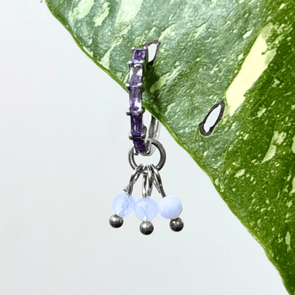 The Guide Crystals Silver | 1 PC Single Blue Lace Agate Grape Crystal Earring Charm