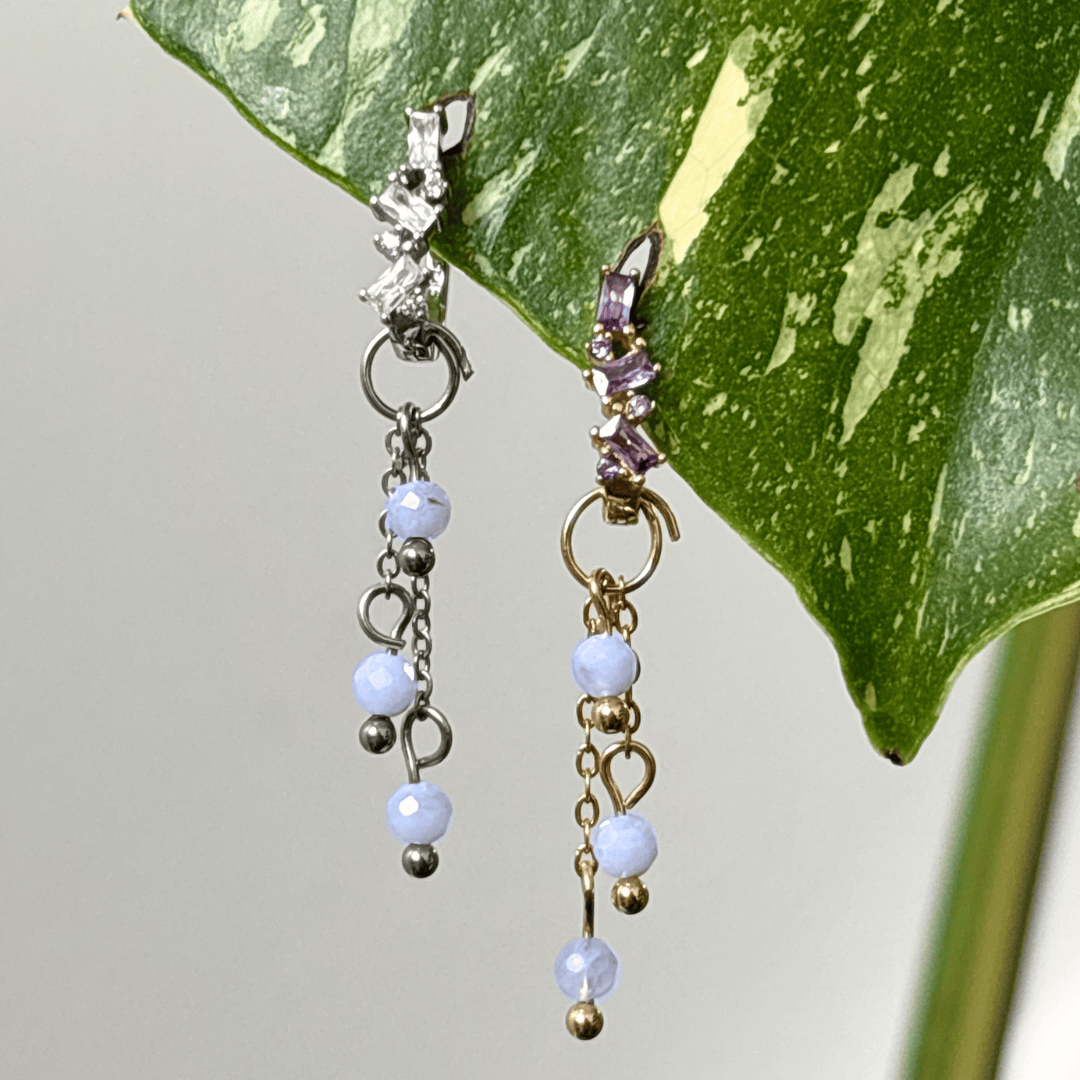 The Guide Crystals Blue Lace Agate Lily of the Valley Crystal Earring Charm