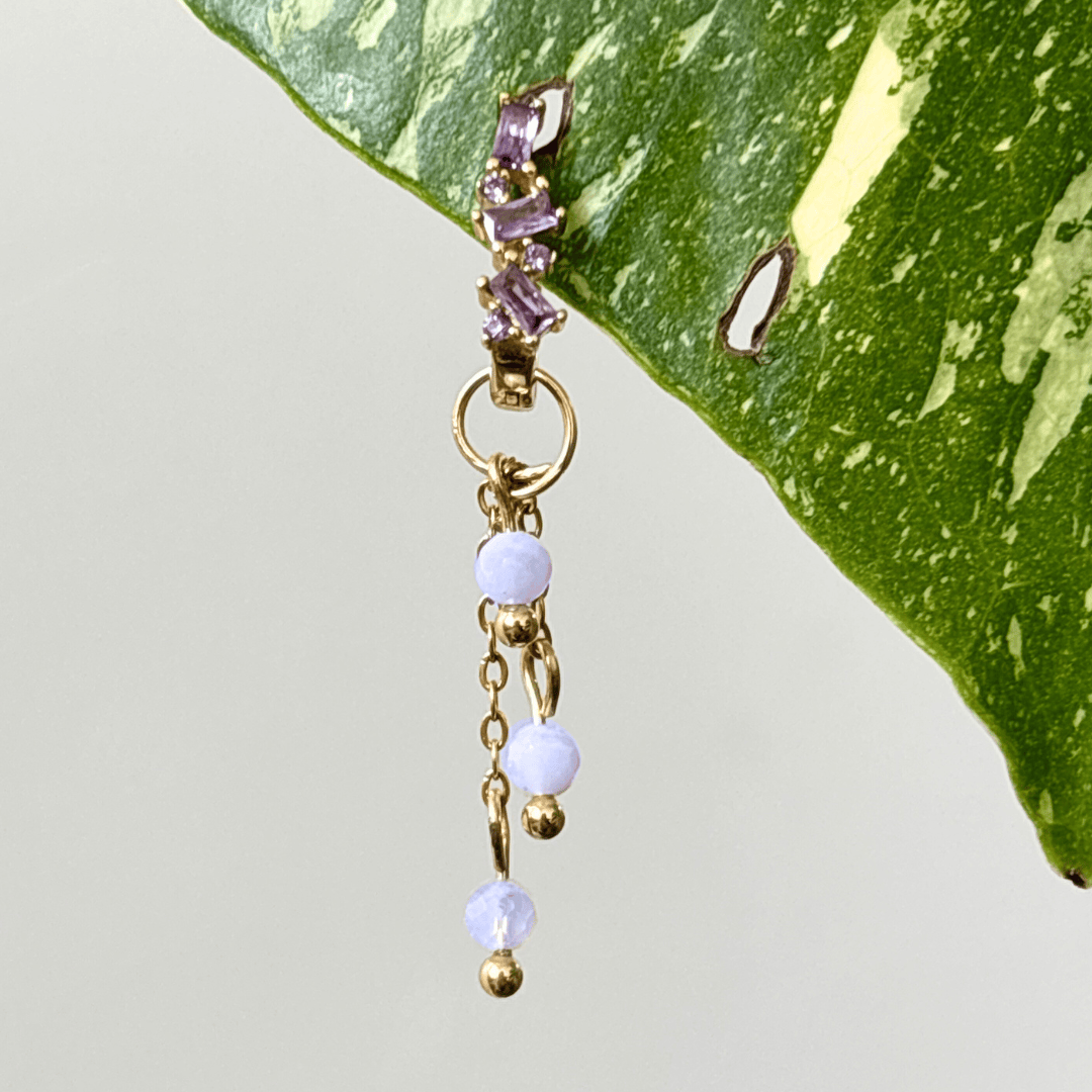 The Guide Crystals Gold | 1 PC Single Blue Lace Agate Lily of the Valley Crystal Earring Charm