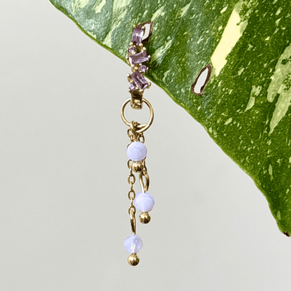 The Guide Crystals Gold | 1 PC Single Blue Lace Agate Lily of the Valley Crystal Earring Charm