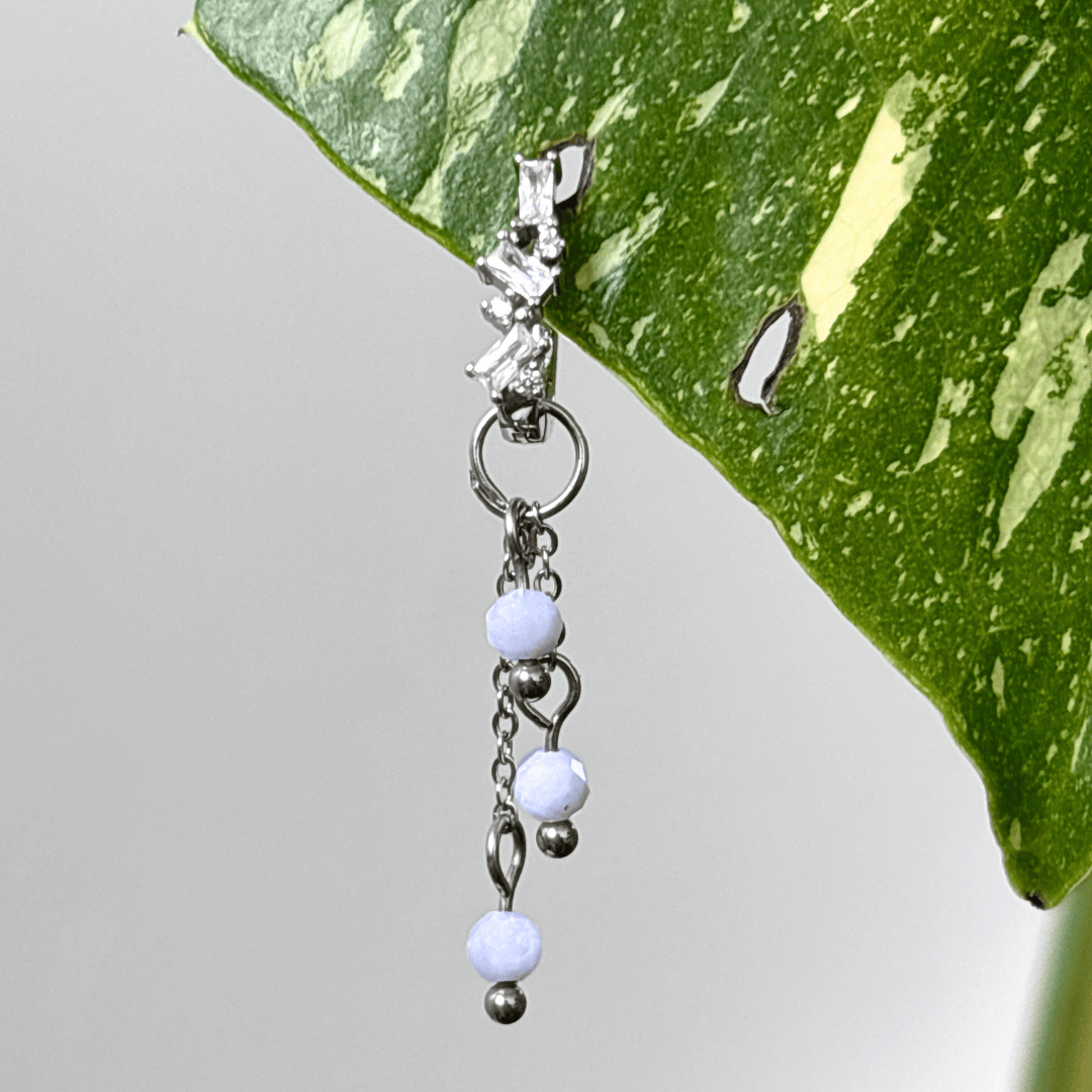 The Guide Crystals Silver | 1 PC Single Blue Lace Agate Lily of the Valley Crystal Earring Charm