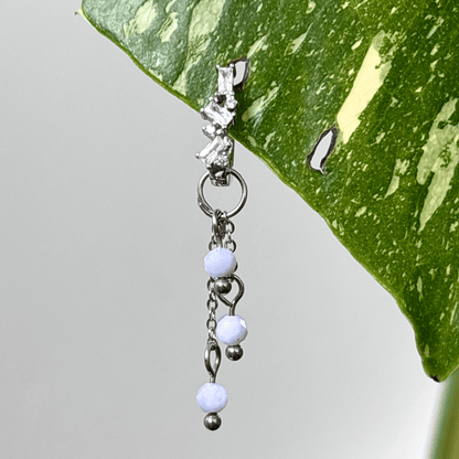 The Guide Crystals Silver | 1 PC Single Blue Lace Agate Lily of the Valley Crystal Earring Charm