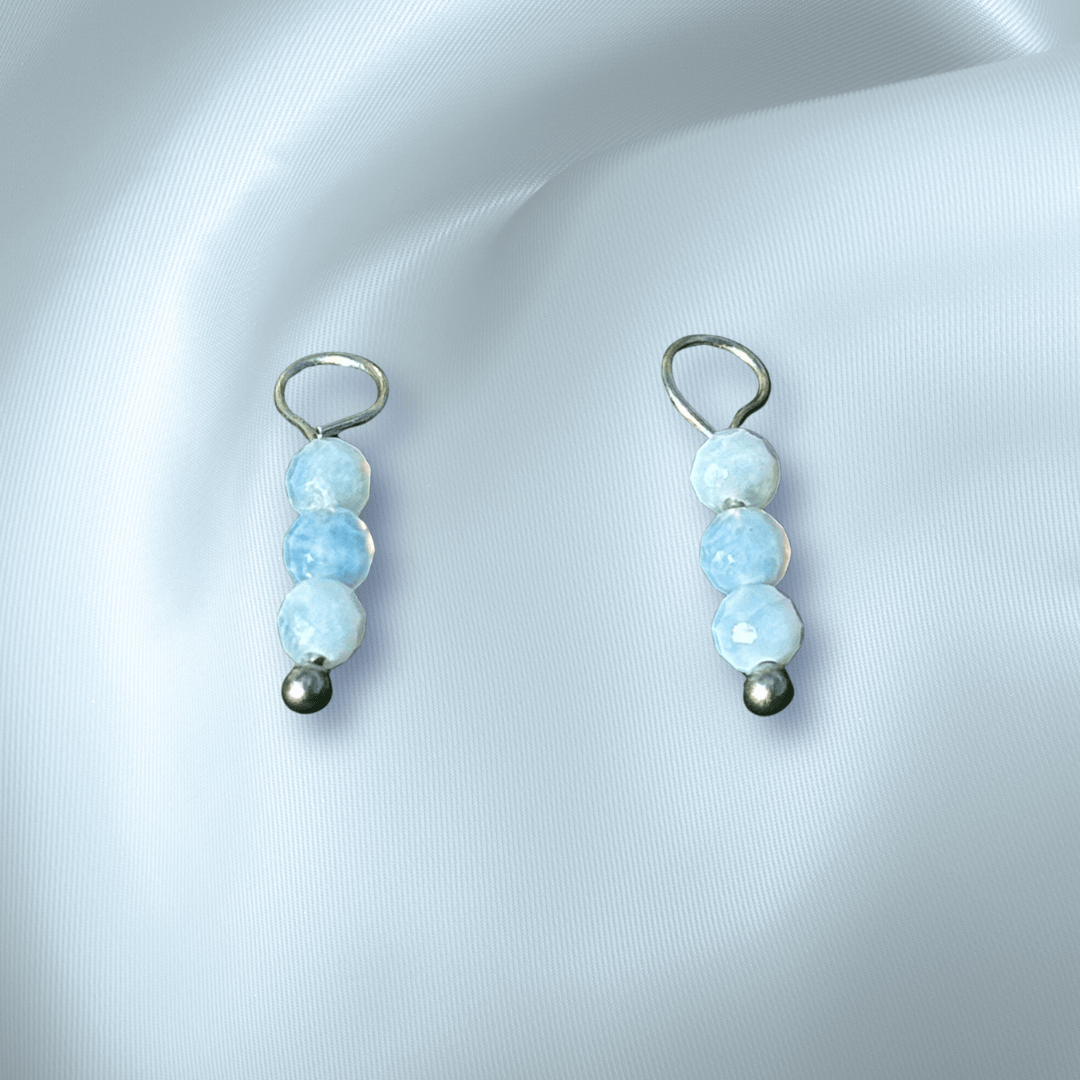 The Guide Crystals Blue Lace Agate Triple Dew Drop Crystal Earring Charms