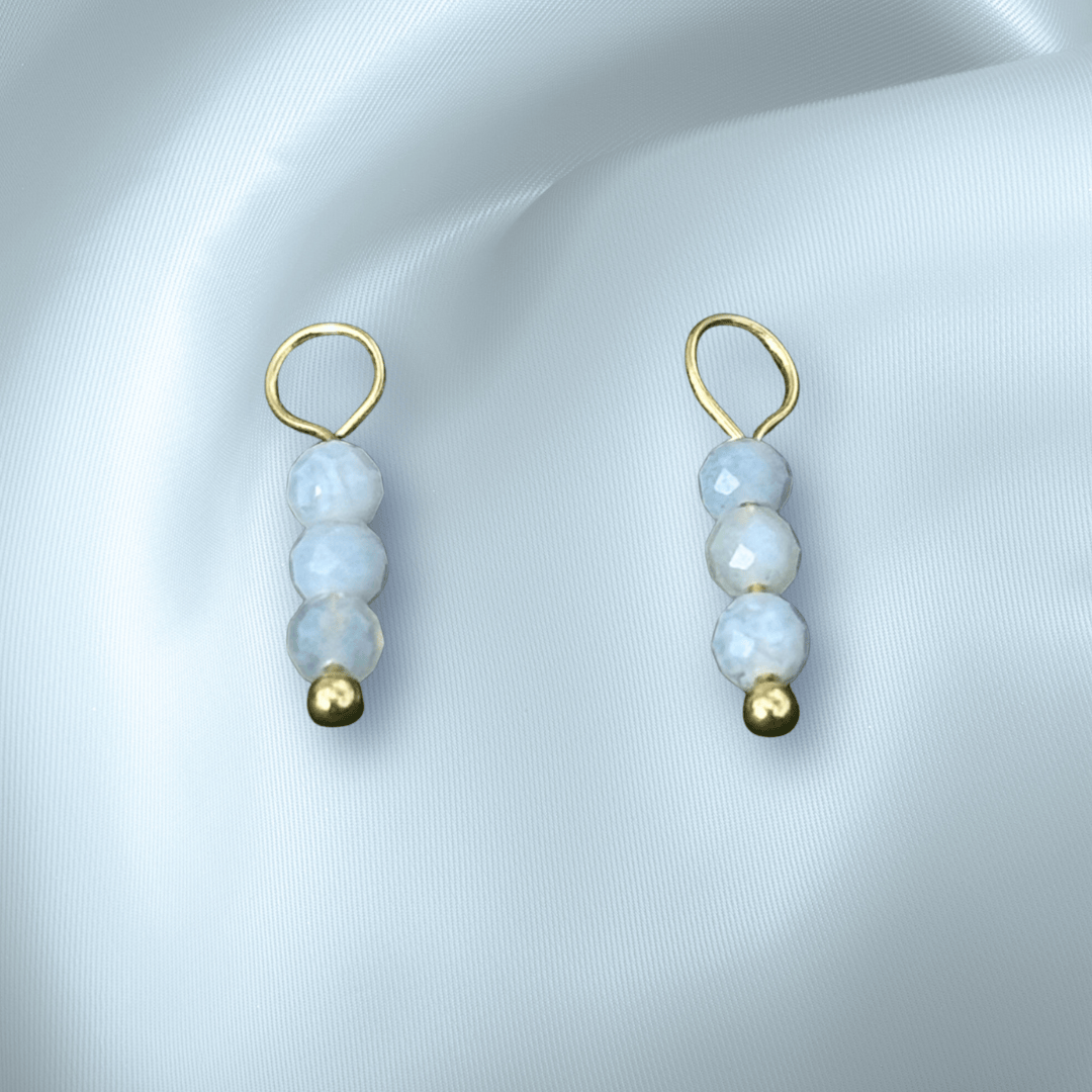 The Guide Crystals Blue Lace Agate Triple Dew Drop Crystal Earring Charms