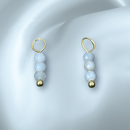 The Guide Crystals Blue Lace Agate Triple Dew Drop Crystal Earring Charms