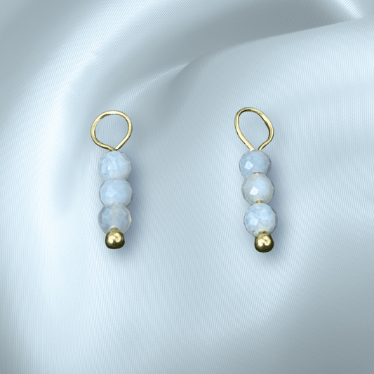 The Guide Crystals Blue Lace Agate Triple Dew Drop Crystal Earring Charms