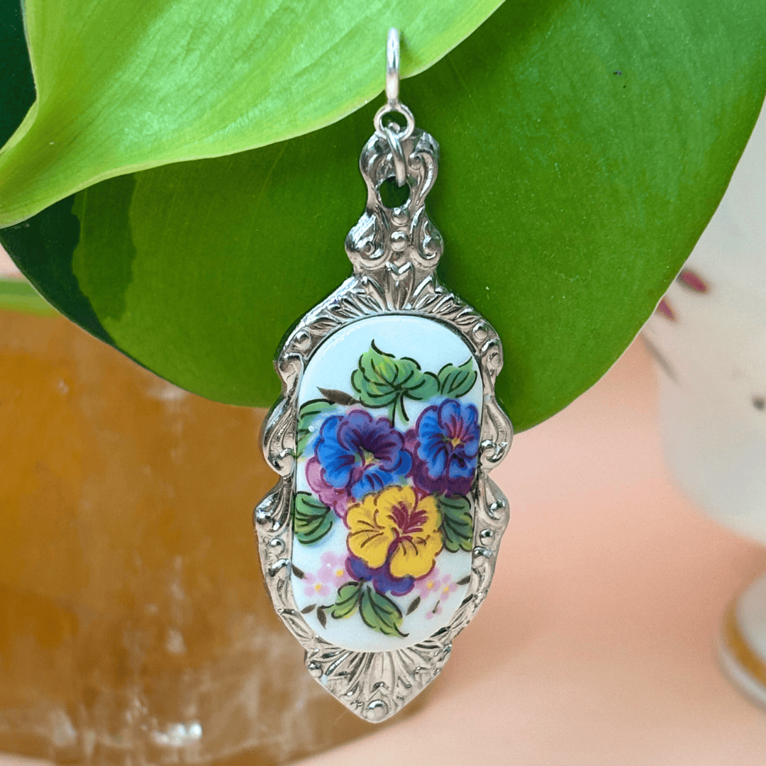The Guide Crystals Blue & Yellow Flower Silver Spoon Charm