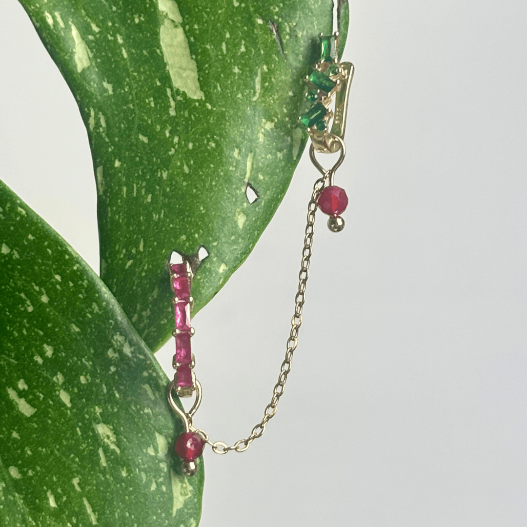 The Guide Crystals Gold | 1 PC Single Carnelian Aphrodite Chain Crystal Earring Charm