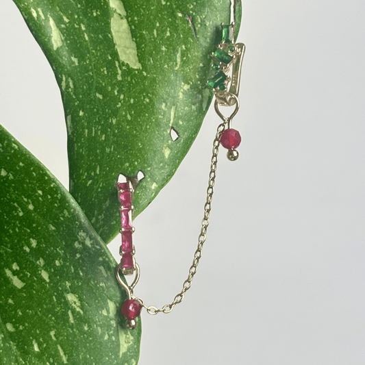 The Guide Crystals Gold | 1 PC Single Carnelian Aphrodite Chain Crystal Earring Charm