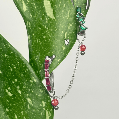 The Guide Crystals Silver | 1 PC Single Carnelian Aphrodite Chain Crystal Earring Charm