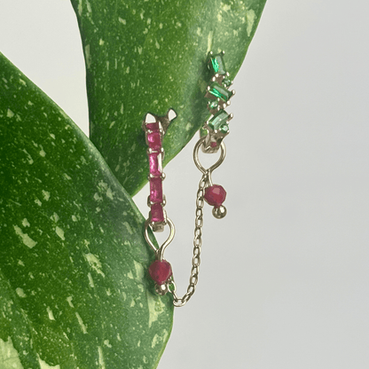 The Guide Crystals Gold | 1 PC Single Carnelian Aurora Chain Crystal Earring Charm