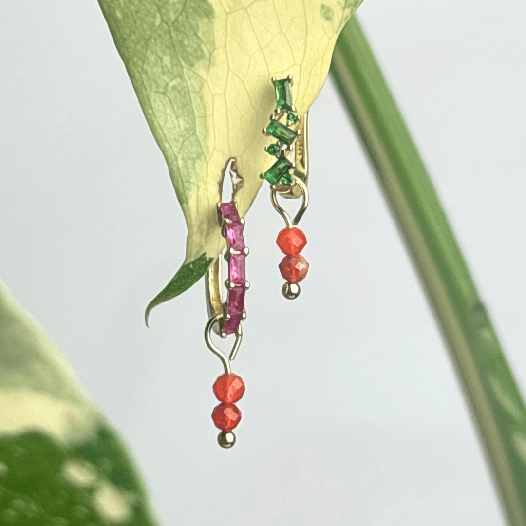 The Guide Crystals Gold Carnelian Double Dew Drop Crystal Earring Charms