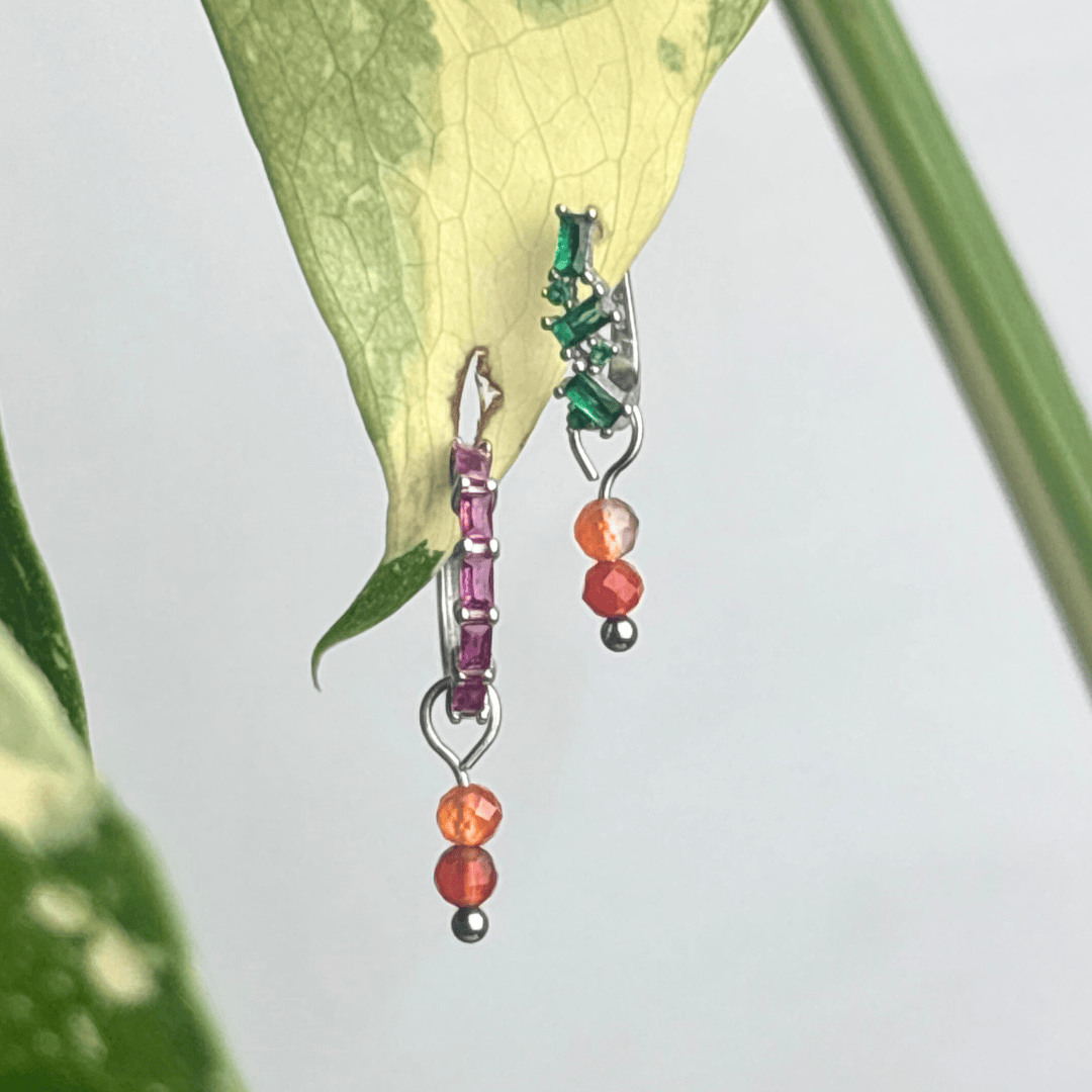 The Guide Crystals Silver Carnelian Double Dew Drop Crystal Earring Charms