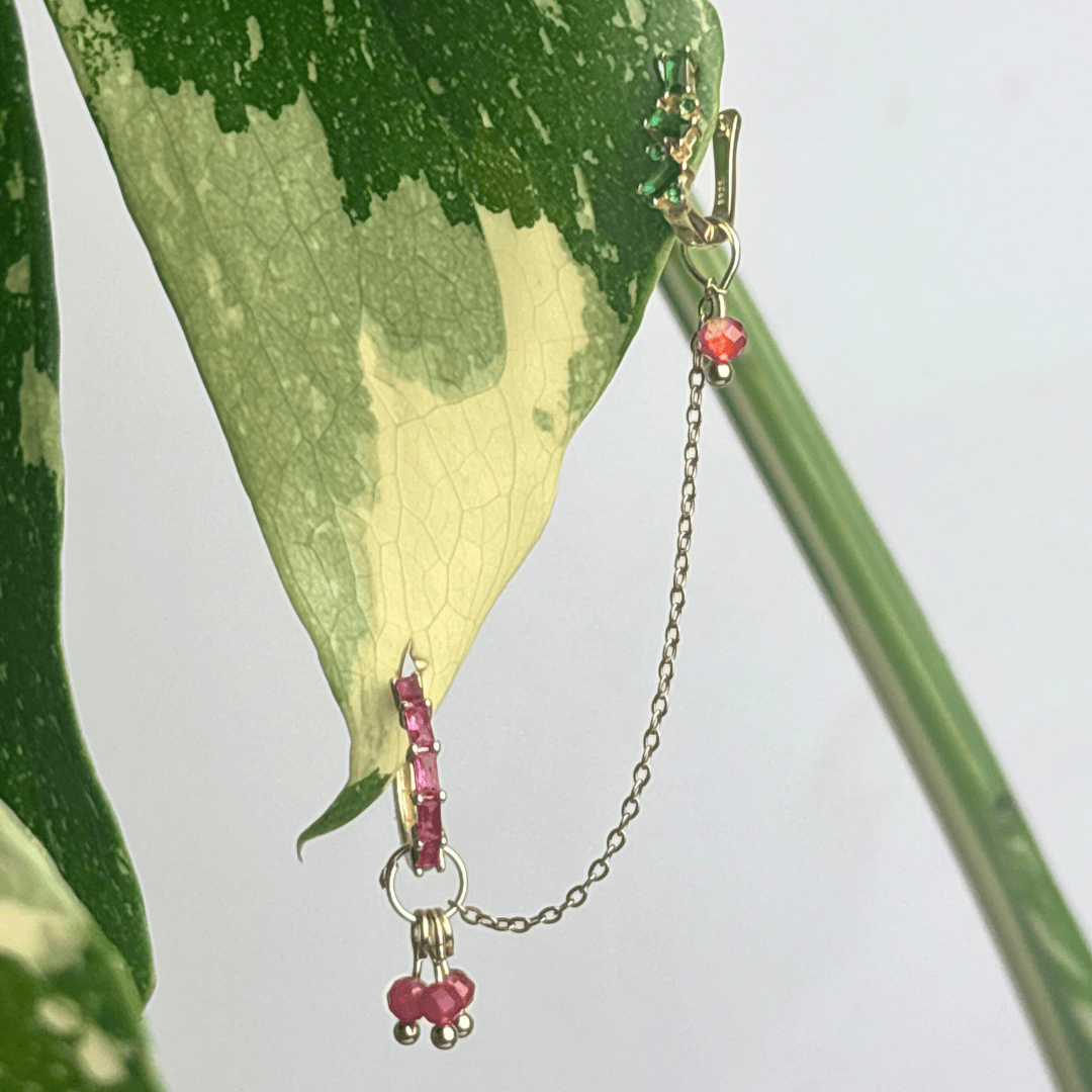 The Guide Crystals Gold | 1 PC Single Carnelian Grape Chain Earring Charm