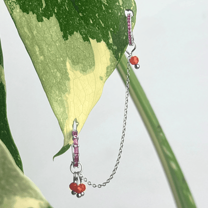 The Guide Crystals Silver | 1 PC Single Carnelian Grape Chain Earring Charm