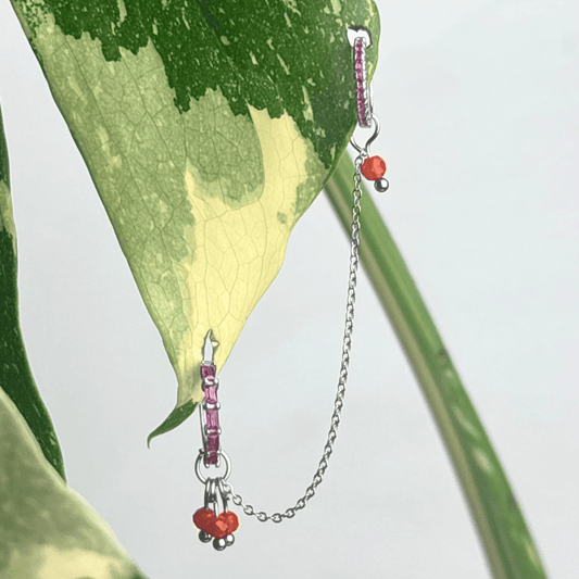 The Guide Crystals Silver | 1 PC Single Carnelian Grape Chain Earring Charm