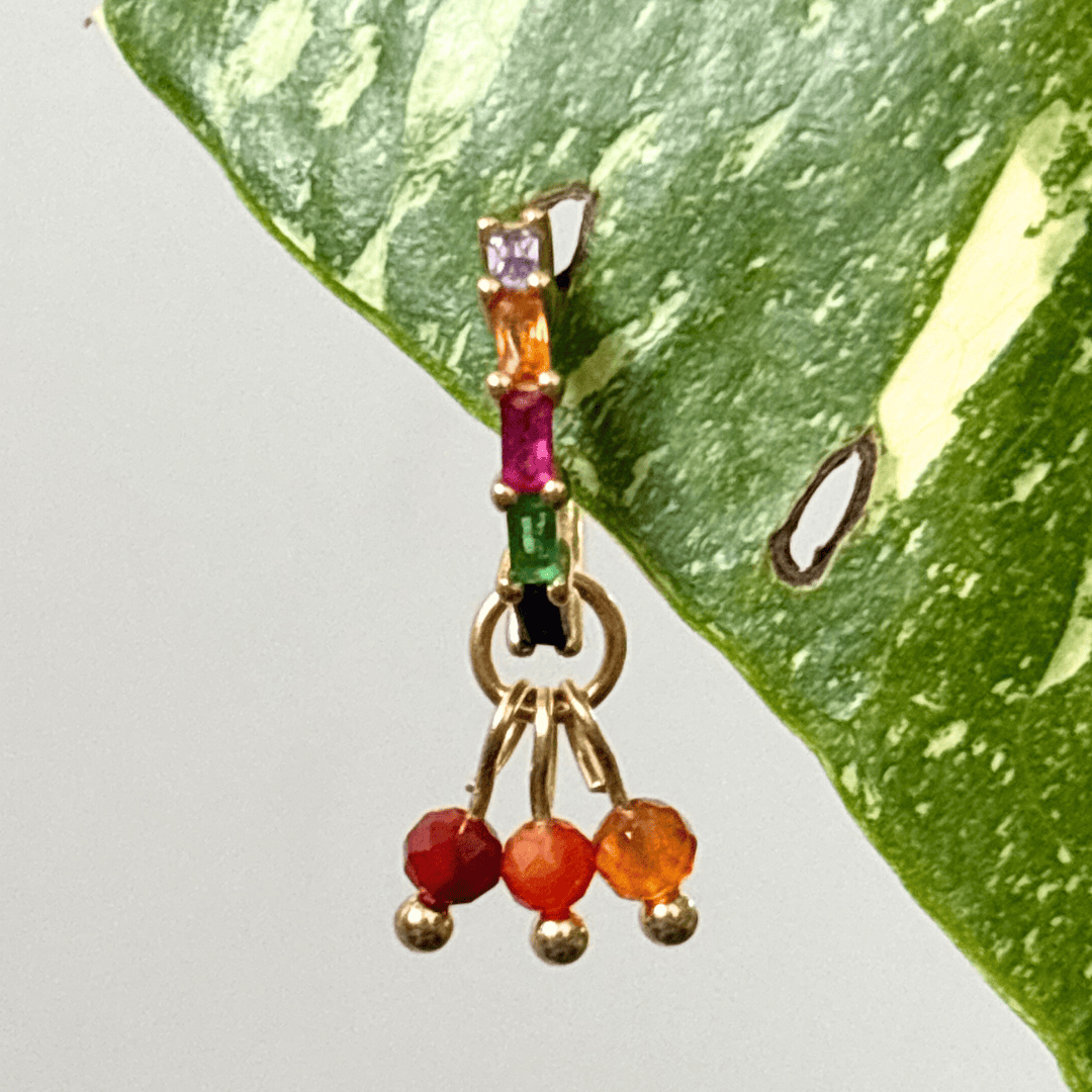 The Guide Crystals Gold | 1 PC Single Carnelian Grape Crystal Earring Charm