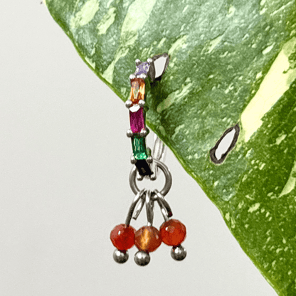 The Guide Crystals Silver | 1 PC Single Carnelian Grape Crystal Earring Charm