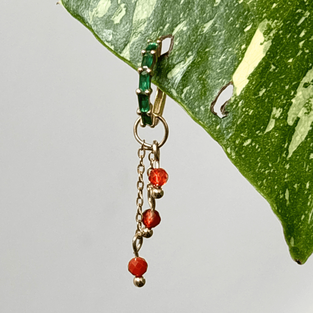 The Guide Crystals Gold | 1 PC Single Carnelian Lily of the Valley Crystal Earring Charm