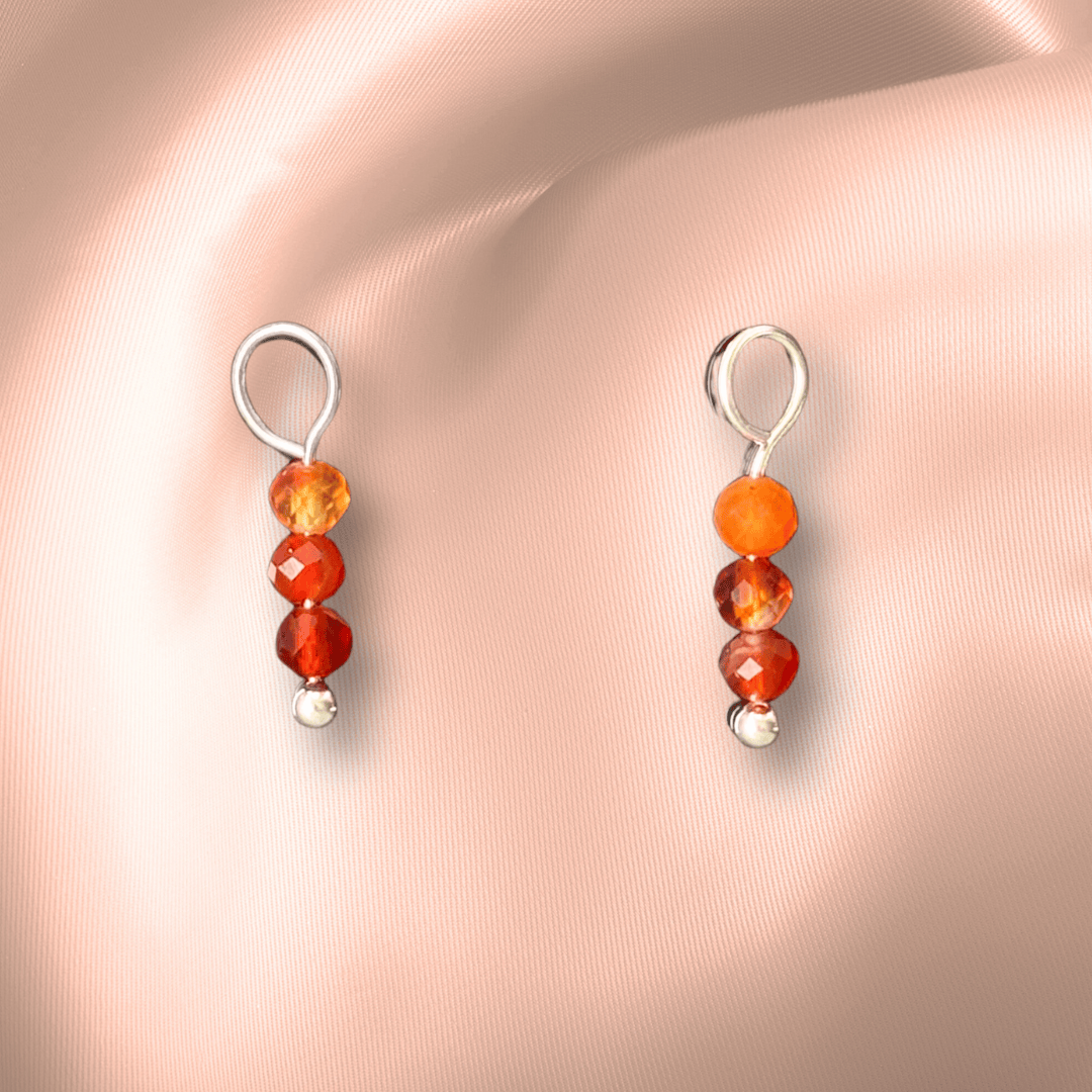 The Guide Crystals Carnelian Triple Dew Drop Crystal Earring Charms