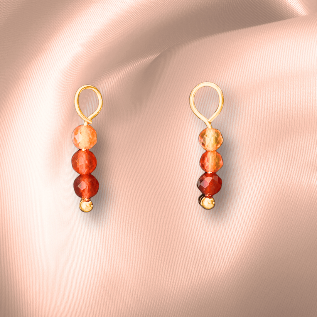 The Guide Crystals Carnelian Triple Dew Drop Crystal Earring Charms