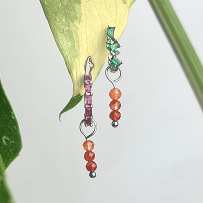 The Guide Crystals Silver Carnelian Triple Dew Drop Crystal Earring Charms