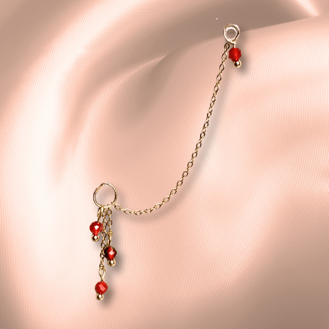 The Guide Crystals Carnelian Waterfall Earring Chain