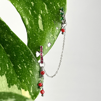 The Guide Crystals Silver | 1 PC Single Carnelian Waterfall Earring Chain