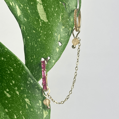 The Guide Crystals Gold | 1 PC Single Citrine Aphrodite Chain Crystal Earring Charm