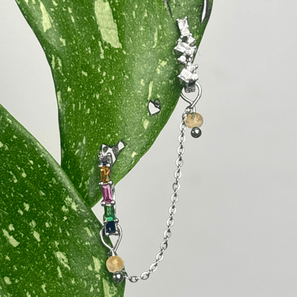 The Guide Crystals Silver | 1 PC Single Citrine Aphrodite Chain Crystal Earring Charm