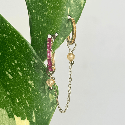 The Guide Crystals Gold | 1 PC Single Citrine Aurora Chain Crystal Earring Charm