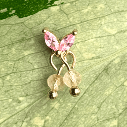 The Guide Crystals Gold | 1 PC Single Citrine Cherry Charm for Stud Earrings