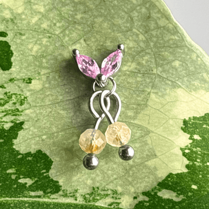 The Guide Crystals Silver | 1 PC Single Citrine Cherry Charm for Stud Earrings